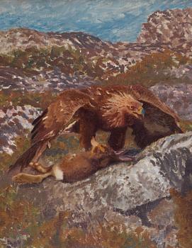 Bruno Liljefors, Golden eagles attacking a hare.