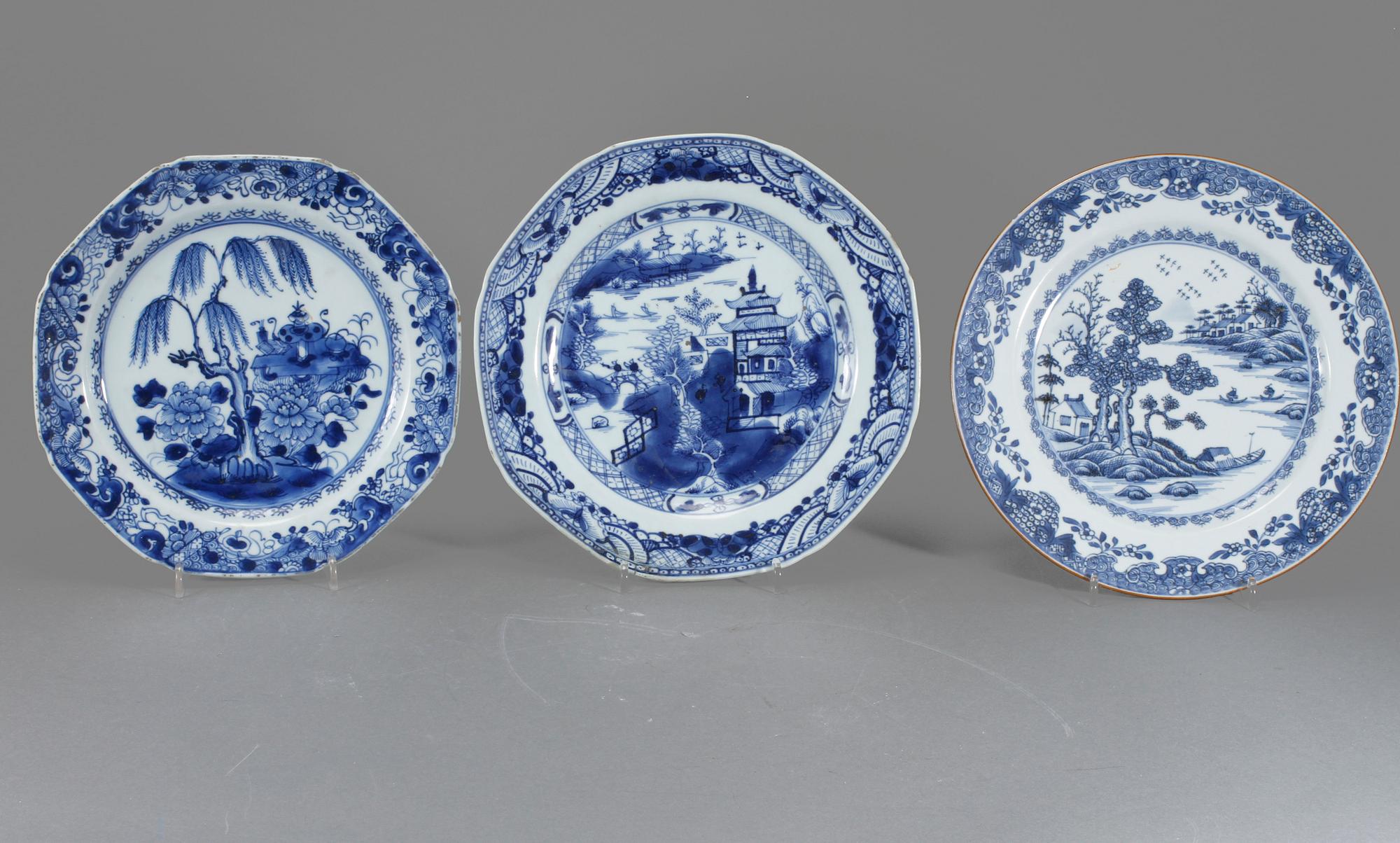 TALLRIKAR, 7 st, porslin, Kina, 1700-tal.