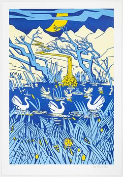 Carl Johan De Geer, färglitografi, signerad 109/150.