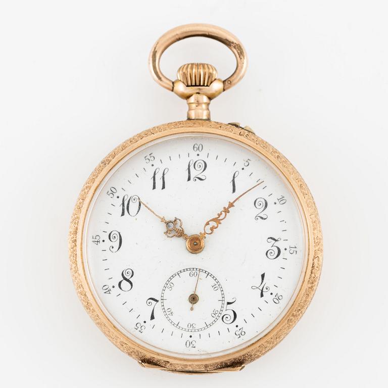 Pocket watch, 14K gold, 36.5 mm.