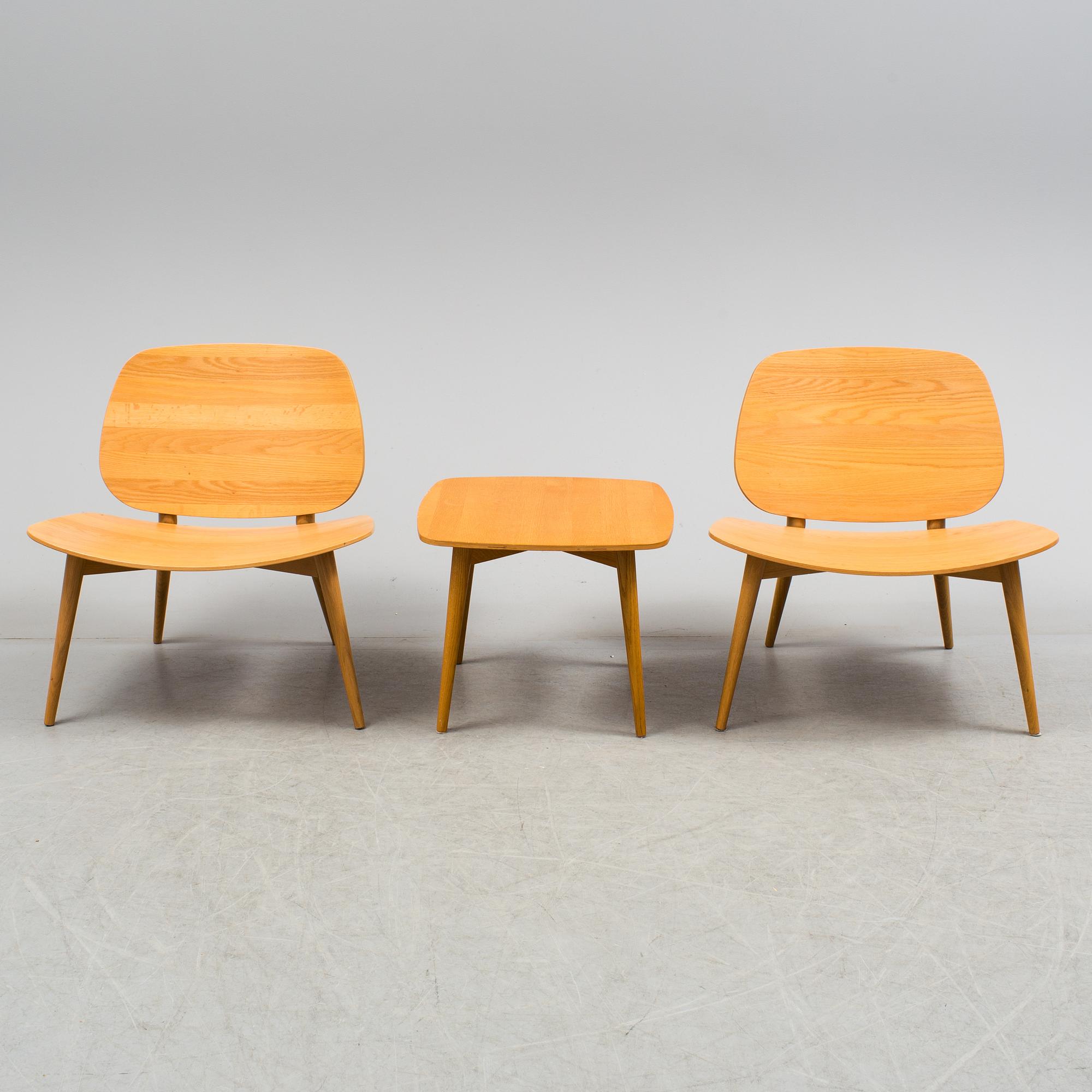 JONAS LINDVALL, stolar samt bord, "Papa", Scandiform, 2000-tal.