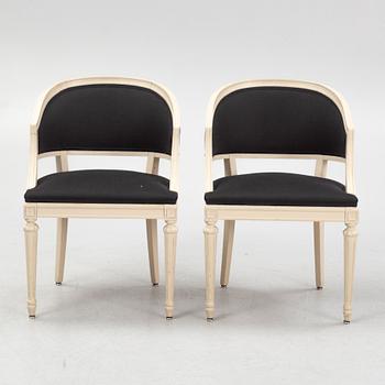A pair of late Gustavian style armchairs, mid 20th century.