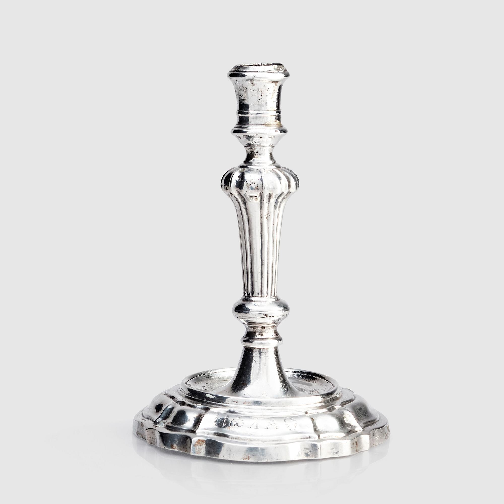 Ljusstake, silver, otydlig mästarstämpel P.F, Venedig, 1700-tal.