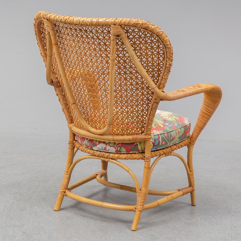 a mid rattan chair by Korgmakare Larsson, Stockholm, mid 20th century.