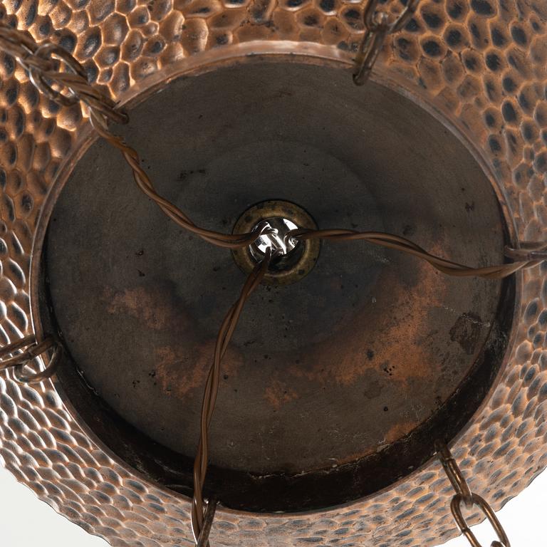 A copper Art Nouveau ceiling light, early 20th Century.