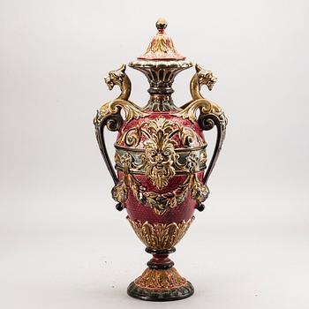 A Rörstrand majolica urn around 1900.