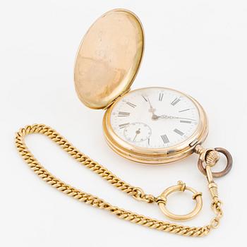 Pocket watch, 14K gold, hunter-case, 49.8 mm.