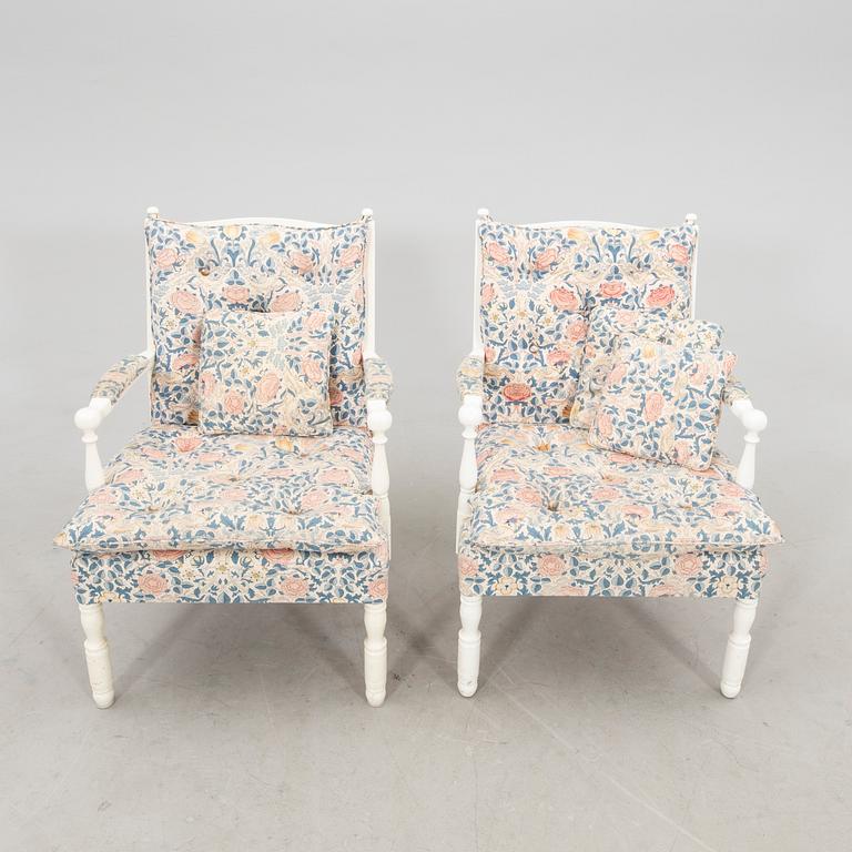 Armchairs, a pair in the Gripsholm model by Nordiska Kompaniet, second half of the 20th century.