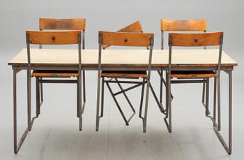 BORD samt 6 STOLAR, Grythyttan Stålmöbler. 1950-tal.