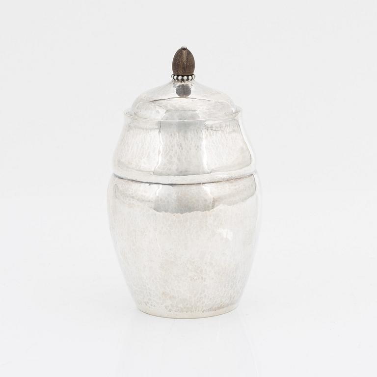 Georg Jensen, a sterling silver tea caddy model 38, Denmark, 1919- c. 1927.