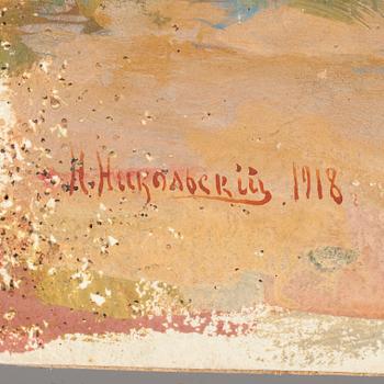 N. NIKOLSKY, olja på papp pannå, signerad och daterad 1918.