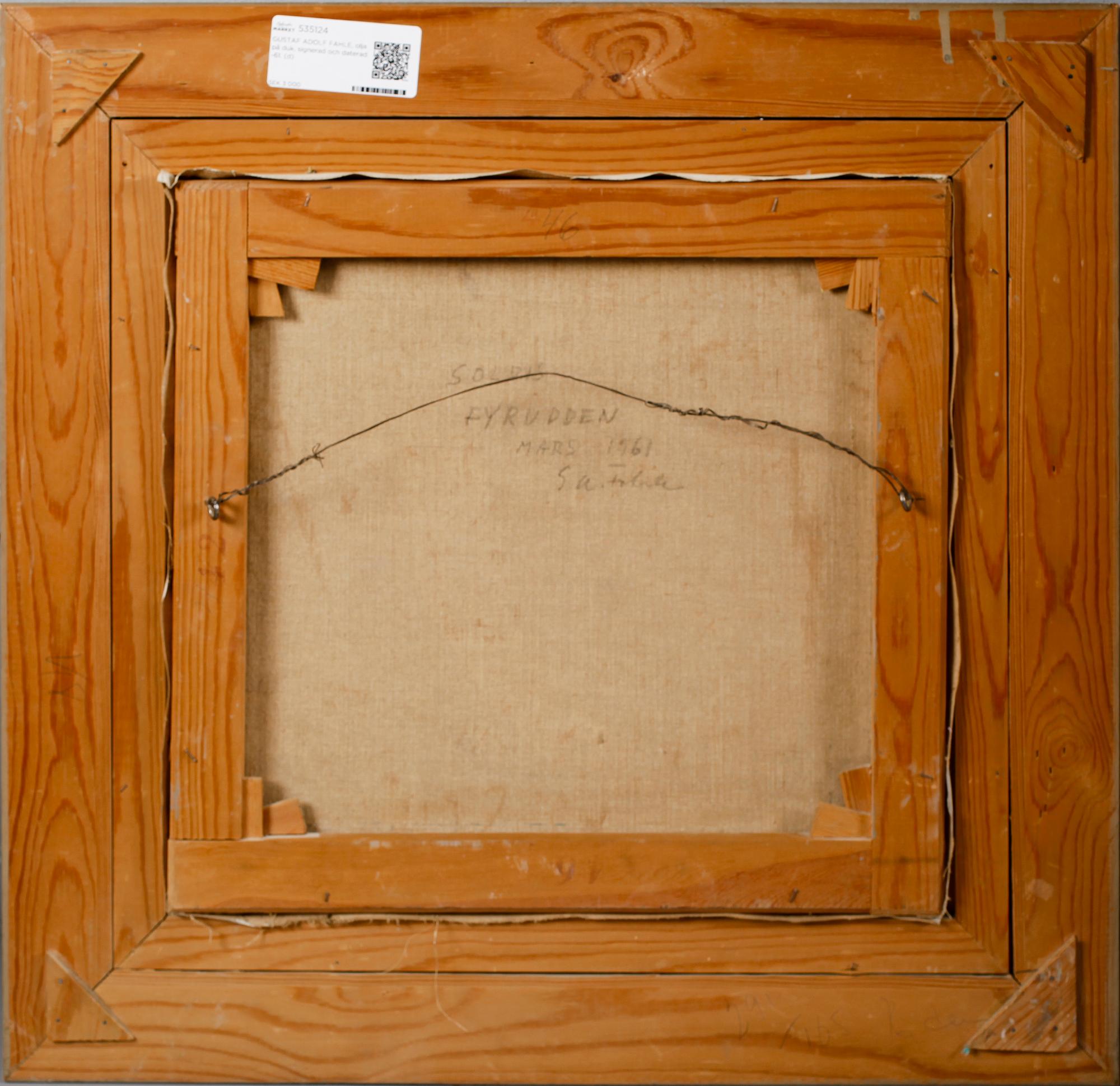 GUSTAF ADOLF FAHLE, olja på duk, signerad och daterad -61.