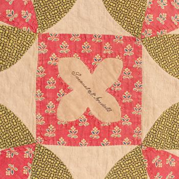 BRUDTÄCKE, lapptäcke, ca 273,5 x 245 cm, USA omkring 1900.