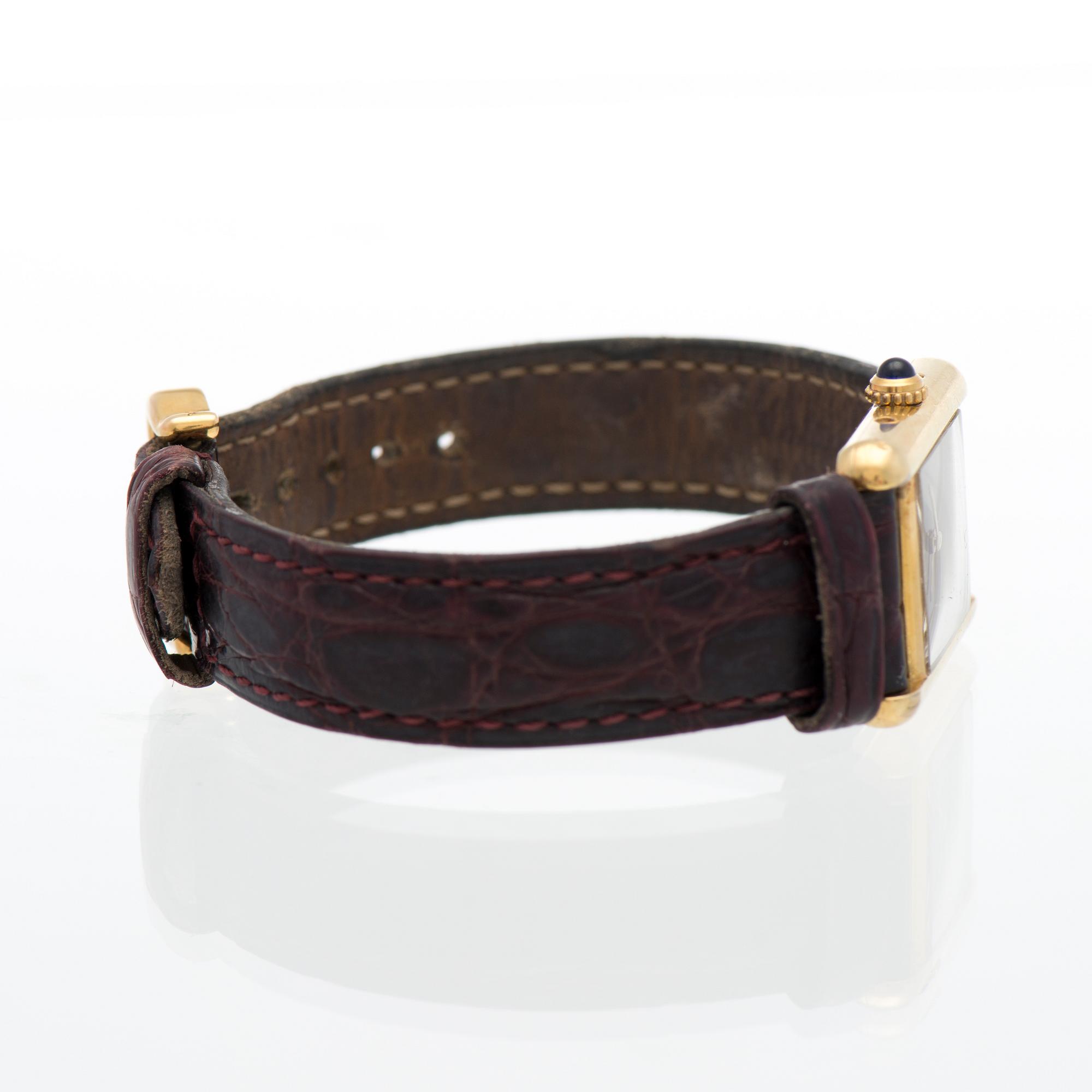 CARTIER, must de Cartier Tank, rannekello, 20 x 20-28 mm.