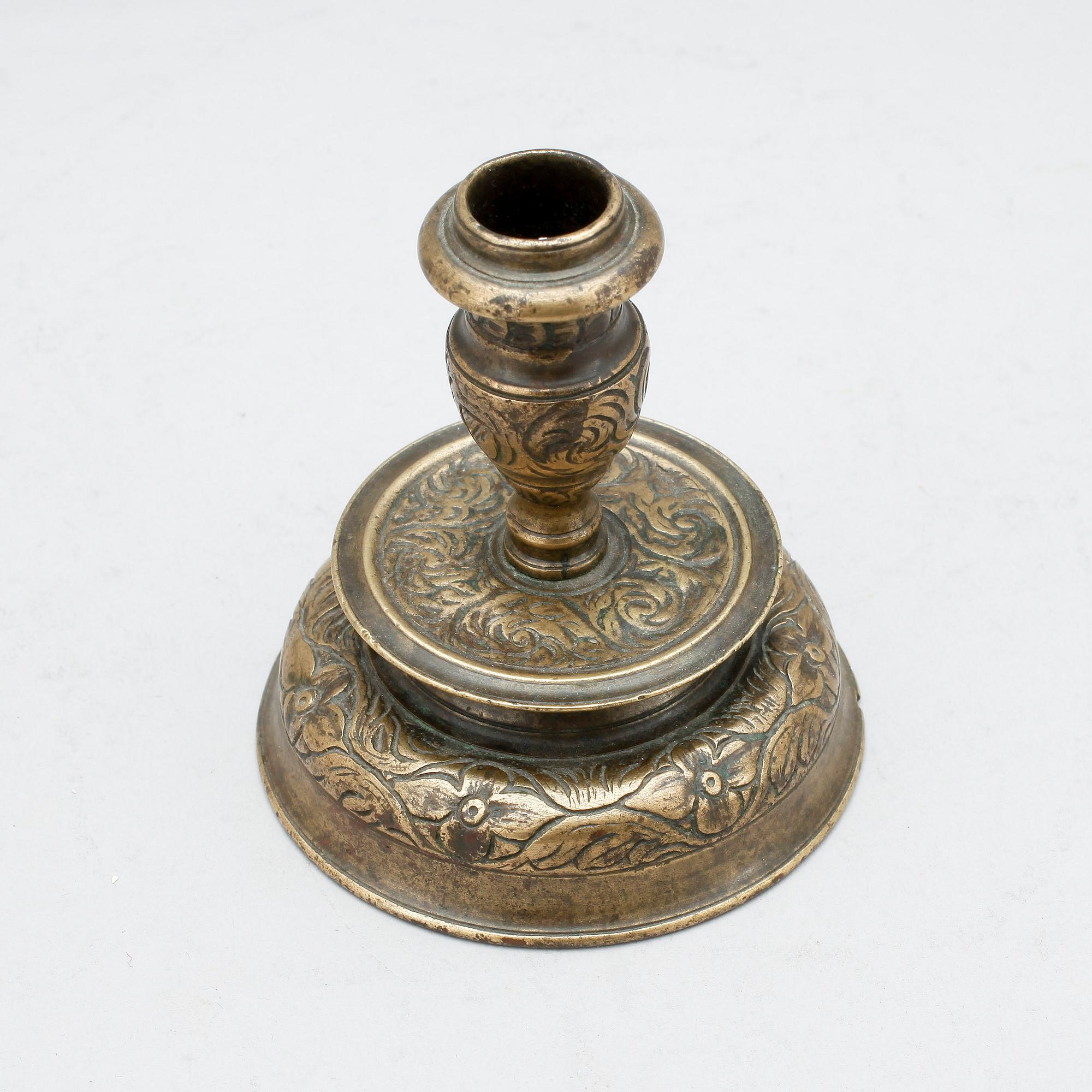 LJUSSTAKE, mässing, barock, 1700-tal.