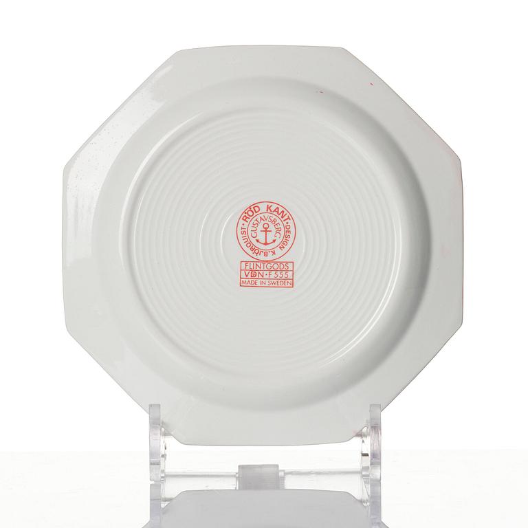 Karin Björquist, a 76-piece “Röd kant” bone china dinner service, Gustavsberg, post 1968.