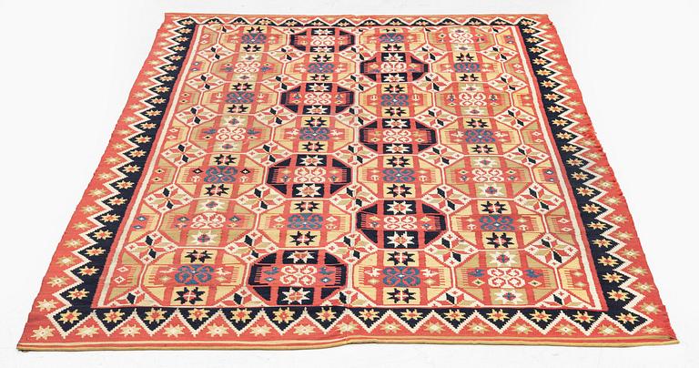 A double-interlocked tapestry bed cover, c. 188 x 116 cm, Scania, Färs, Gärds or Villands district, around 1800-1830.