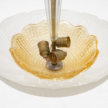 A Swedish Modern ceiling lamp, Orrefors, 1940's.