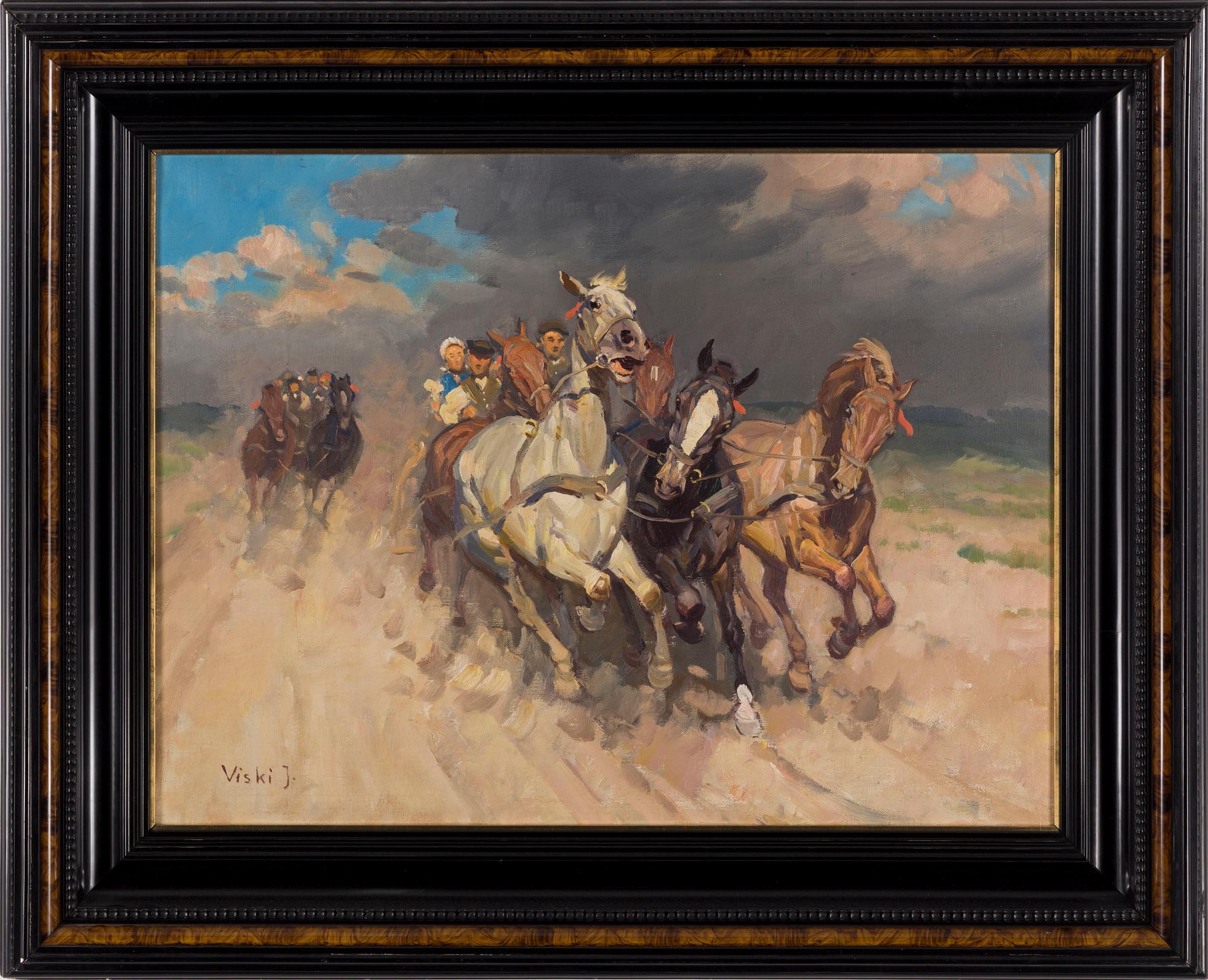 JANOS VISKI, oil on canvas, signed.