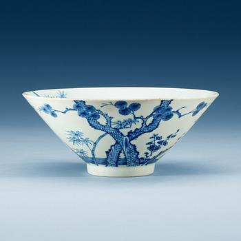 A blue and white bowl, Qing dynasty, 18th Century, with Chenghua six character mark.