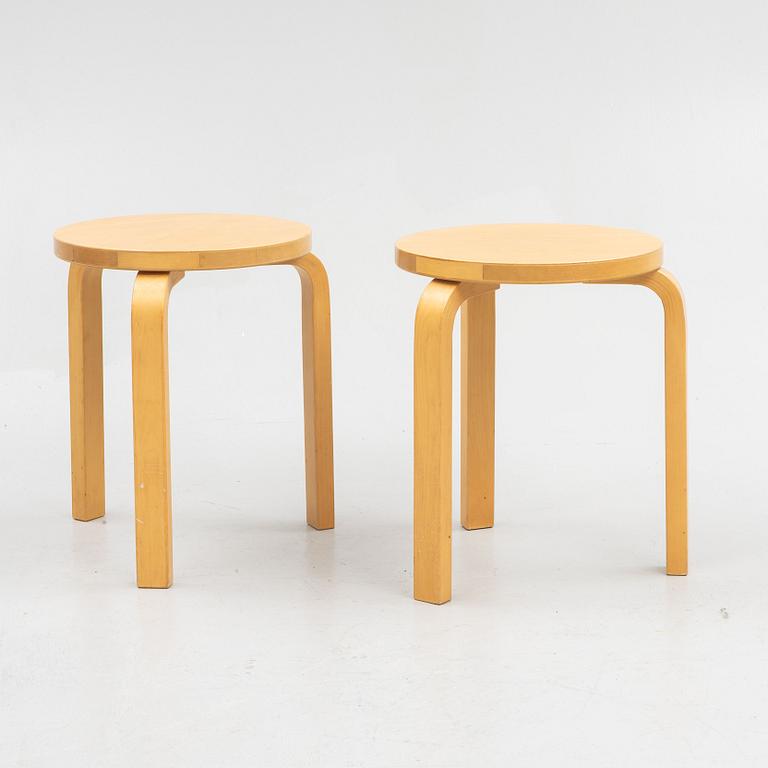 Alvar Aalto, furniture group, table model 81 B, 4 chairs and two stools, Artek, Finland, second half of the 20th century.