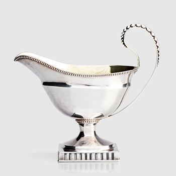 259. Petter Gillberg, grädd-/såskanna, silver, Varberg 1790. Gustaviansk.
