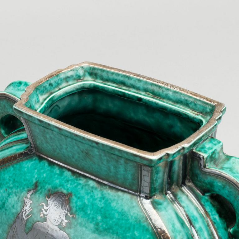 WILHELM KÅGE, URNA med LOCK, stengods, "Argenta", Gustavsberg, 1937.