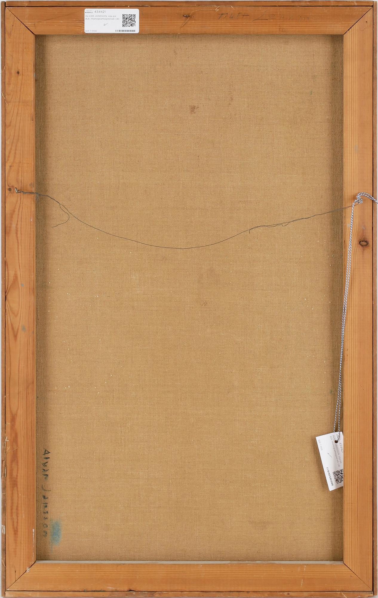 ALVAR JANSSON, olja på duk, monogramsignerad.