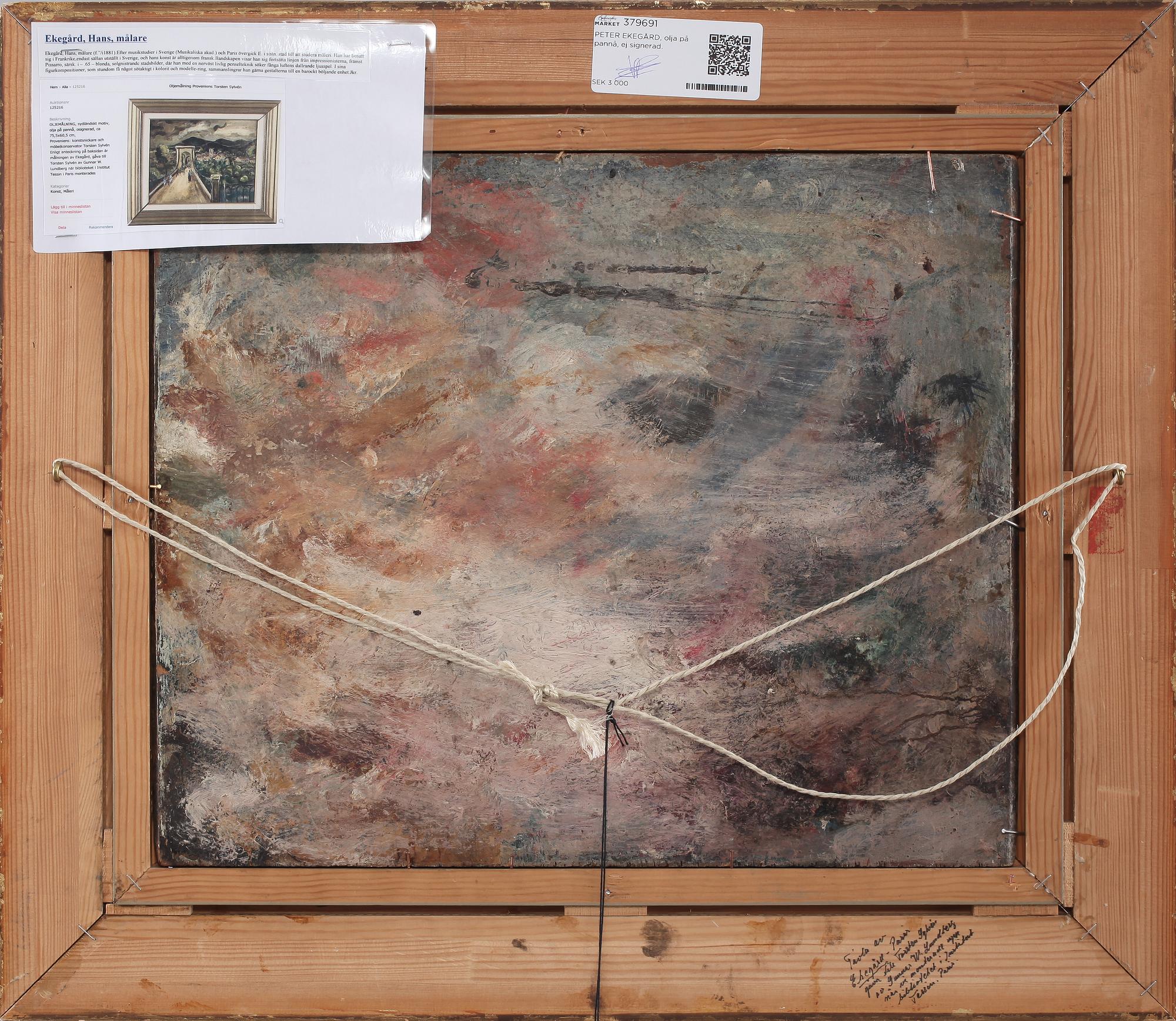 HANS EKEGÅRDH, olja på pannå, ej signerad.