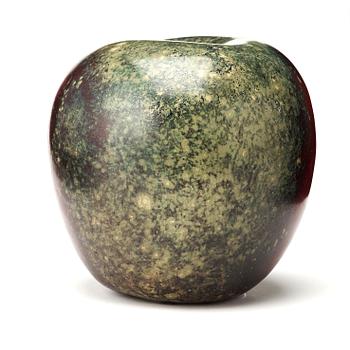 Hans Hedberg, a faience sculpture of a red and green glazed apple, Biot, France.