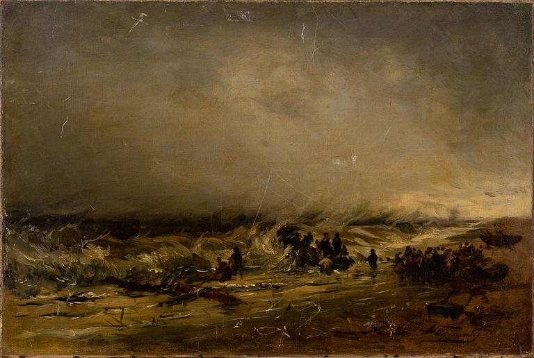ALEXEI PETROVICH BOGOLJUBOFF, SKETCH FOR THE PAINTING THE WRECK OF THE FREGAT ALEXANDER NEVSKY.