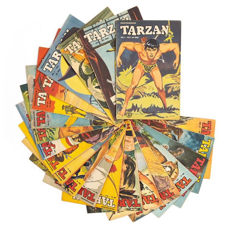 Comic books, 21 pieces, “Tarzan”, 1952.