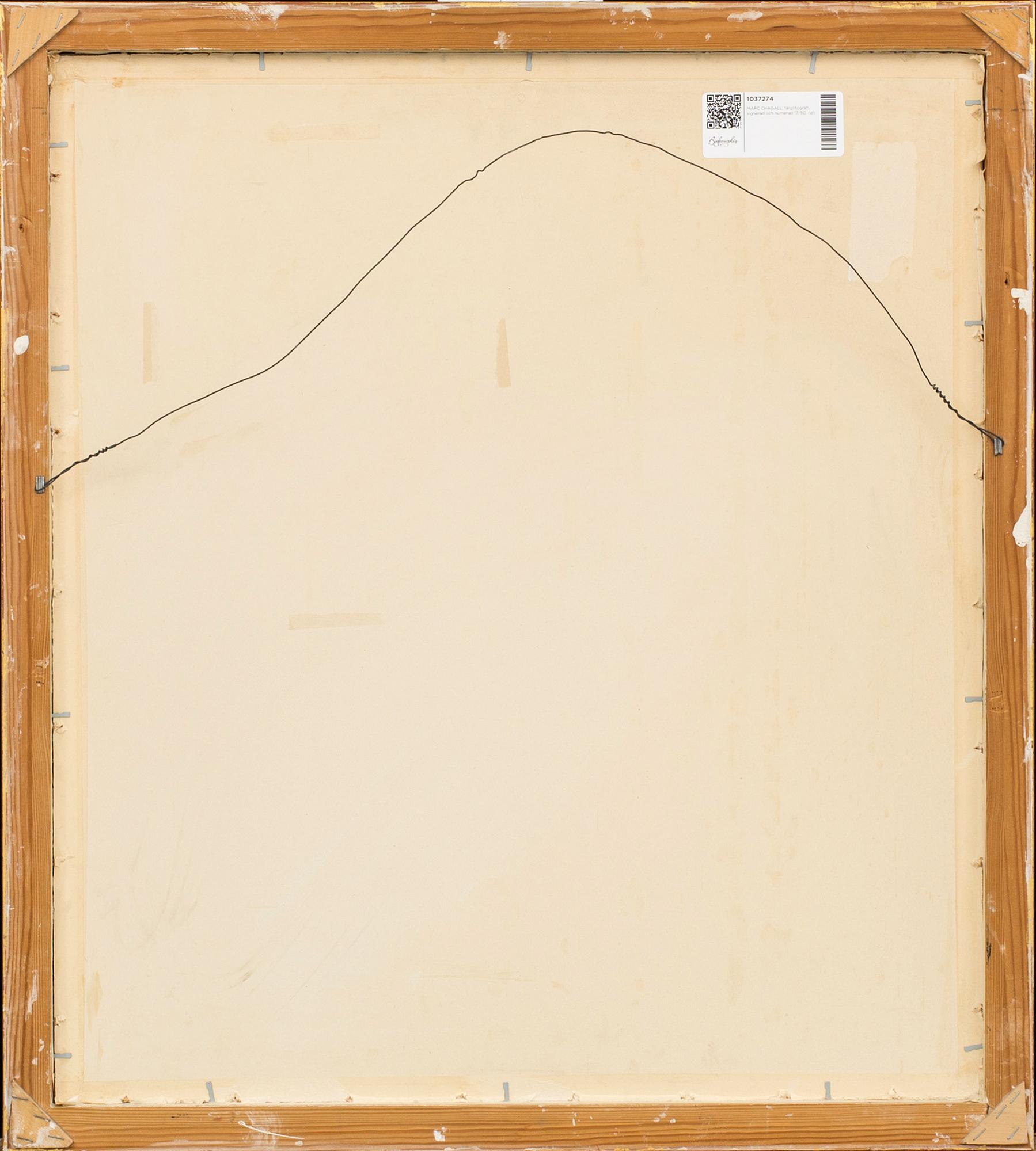 MARC CHAGALL, colour lithographe, signed and numbered 17/50.