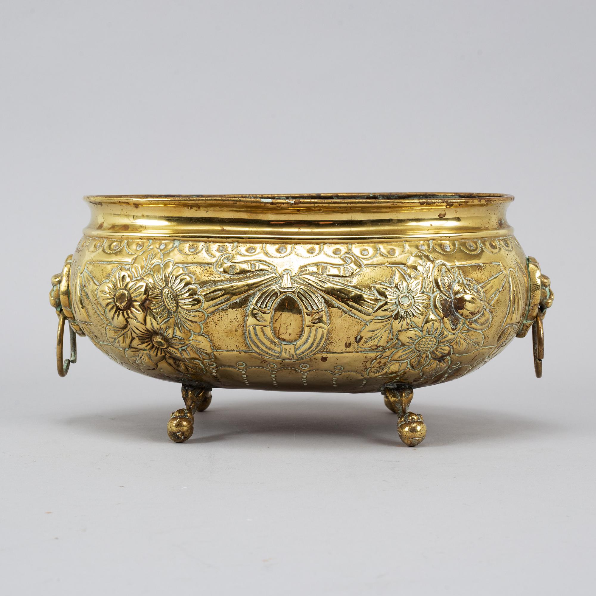 A 19th century brass jardiniere.
