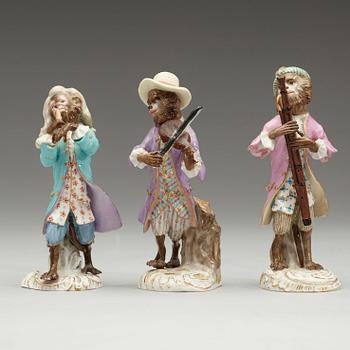 FIGURINER, 10 stycken, porslin. Meissen, sent 1800-tal.