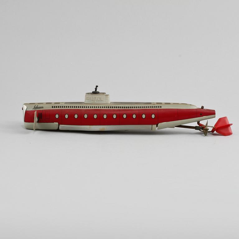 LEKSAKSUBÅT, "SUBMARINO No 3007", Schuco, Tyskland, 1900-talets mitt.