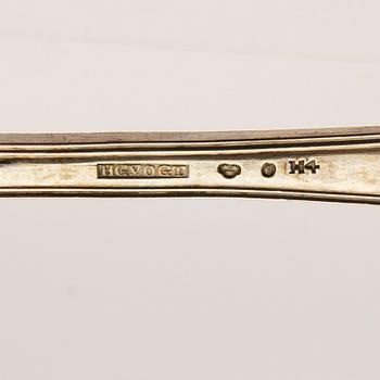 A 19th century set of 6 sivler spoons mark of HG Vogt Kristianstad 1838, weight 425 grams.