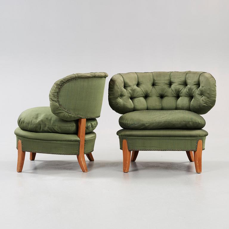 A set of Otto Schulz sofa and a pair of armchairs, model 'Schulz', Jio Möbler, Jönköping, Sweden.