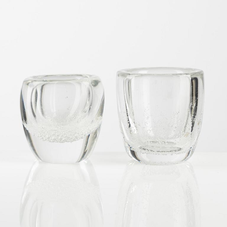 Kaj Franck, vases, 2 pcs, glass, Iittala, Finland.