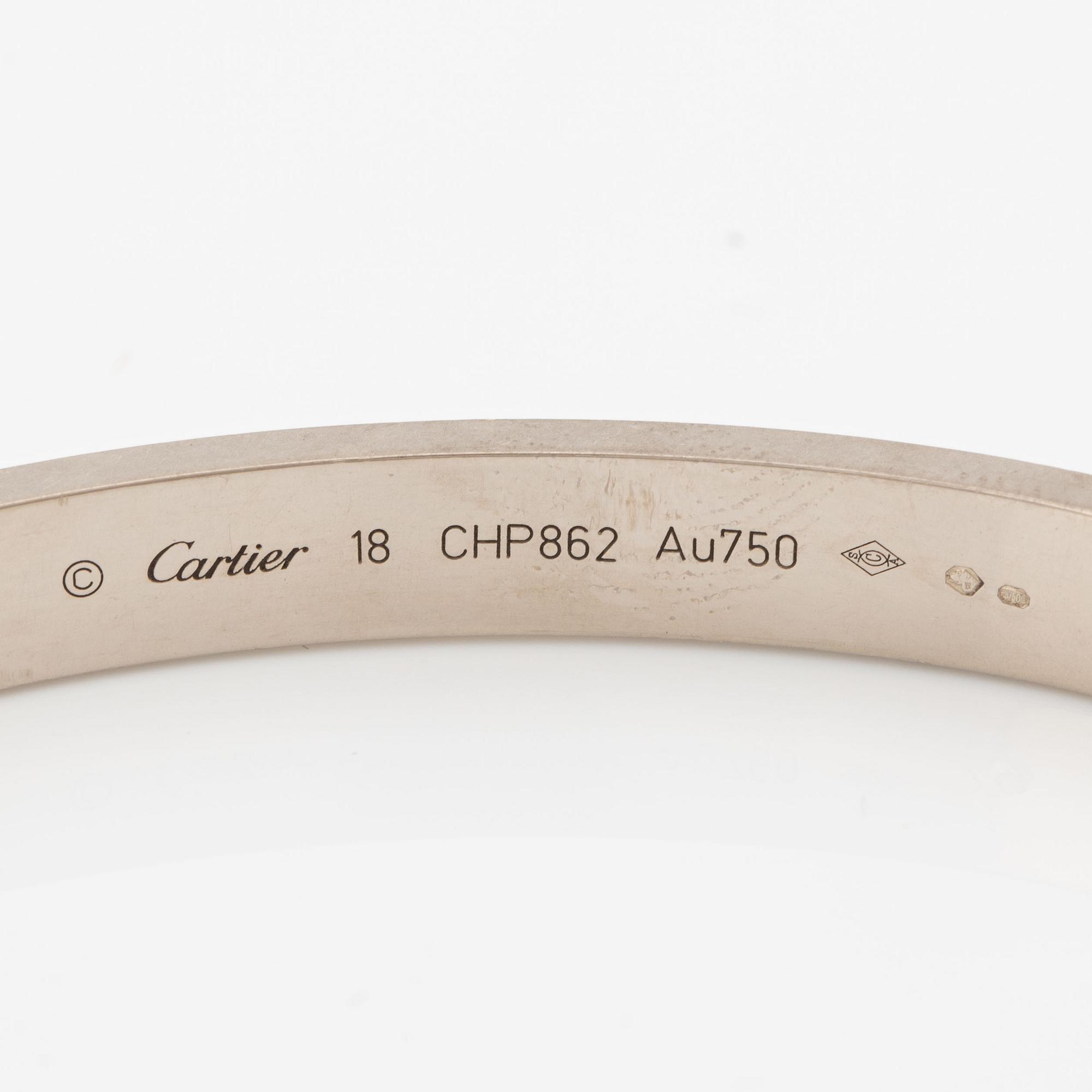 A Cartier "Love" bracelet in 18K white gold.