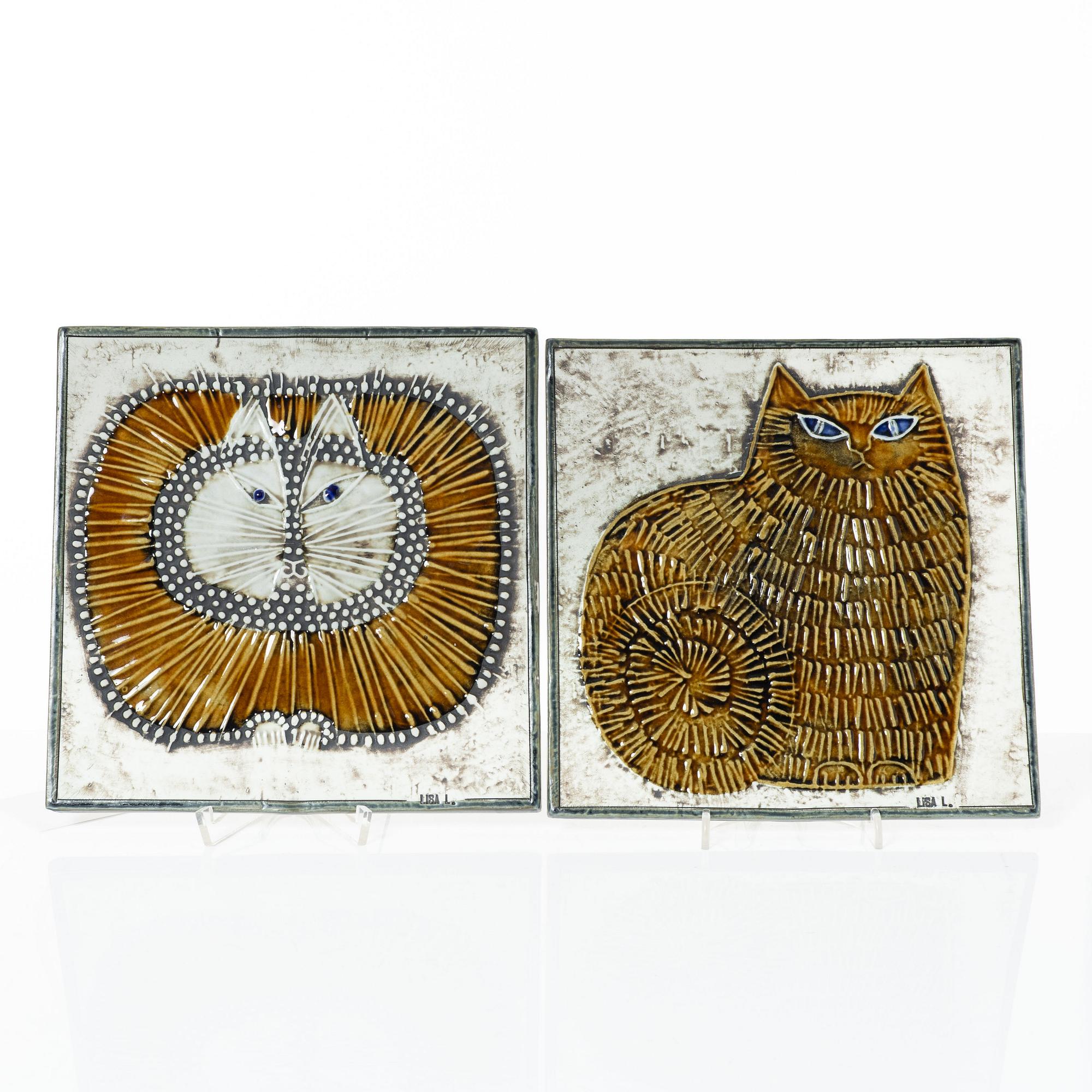 Lisa Larson, two stoneware wall reliefs, Gustavsberg.