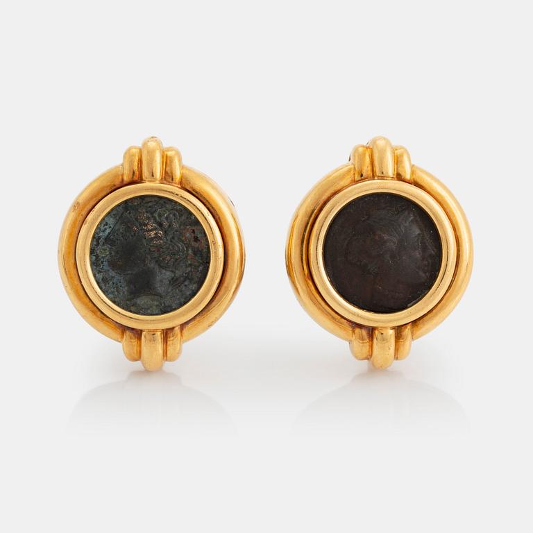 A pair of Bulgari "Monete" earrings.