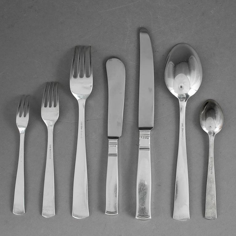 BESTICKSERVIS, 42 delar, silver, "Rosenholm", GAB, Stockholm, 1950-/60-/70-tal. Vikt exkl delar med metallblad ca 1067g.