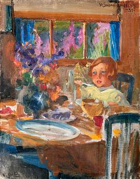 276. Venny Soldan-Brofeldt, A GIRL AT  TABLE.