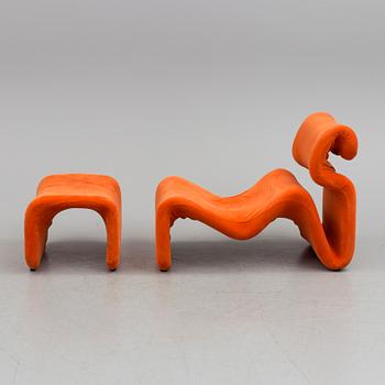 A lounge chair with ottoman, 'Etcetera', Jan Ekselius, J. O. Carlsson, Vetlanda, Sweden, 1970.