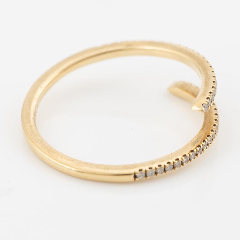 Engelbert, rings, 2 pcs, "Petit Spin ring" and "Double Spin ring", 18K gold, one with brilliant-cut diamonds.