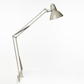 A grey lacquered metal desk lamp, possibly by Asea, Sweden mid 20th century.