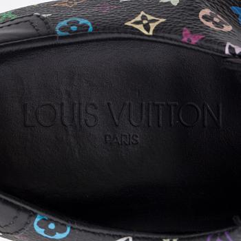 LOUIS VUITTON, a pair of black leather monomogram multicolor sneakers.