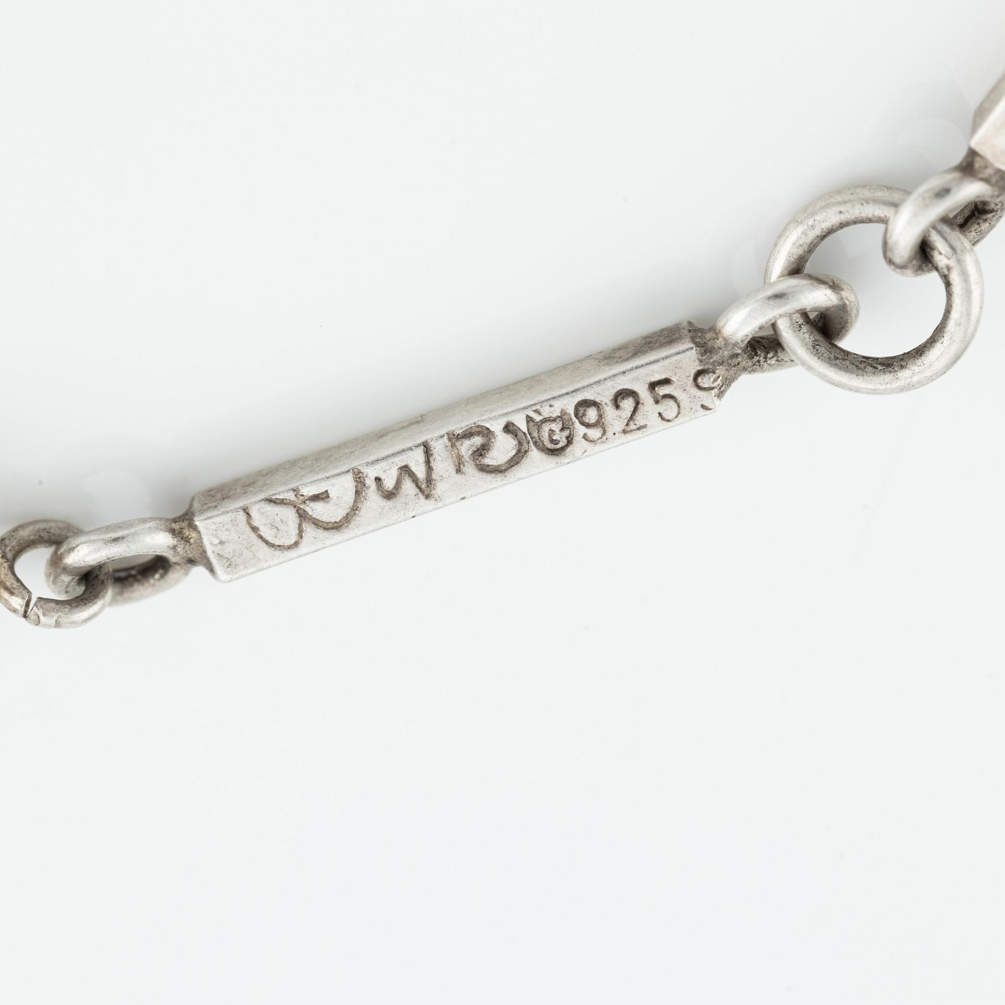 Set with necklace, bracelet, and earrings, silver.
