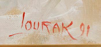 OKÄND KONSTNÄR, olja på duk, sign Lourak och dat 91.